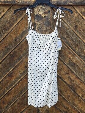 NWT Monteau Los Angeles Linen Polka Dot Mini Dress